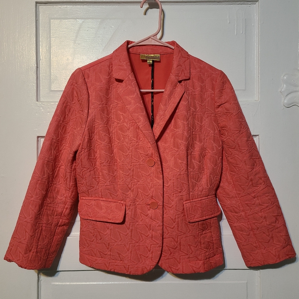 Vera Wang Blazer with Star Detail, large, coral